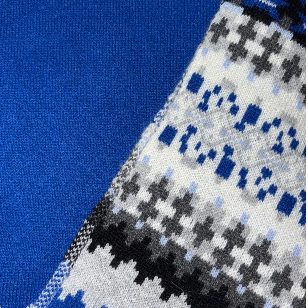 Talbots Blue Fair‎ Isle Lambswool Blend Scarf Winter Knit Accessories